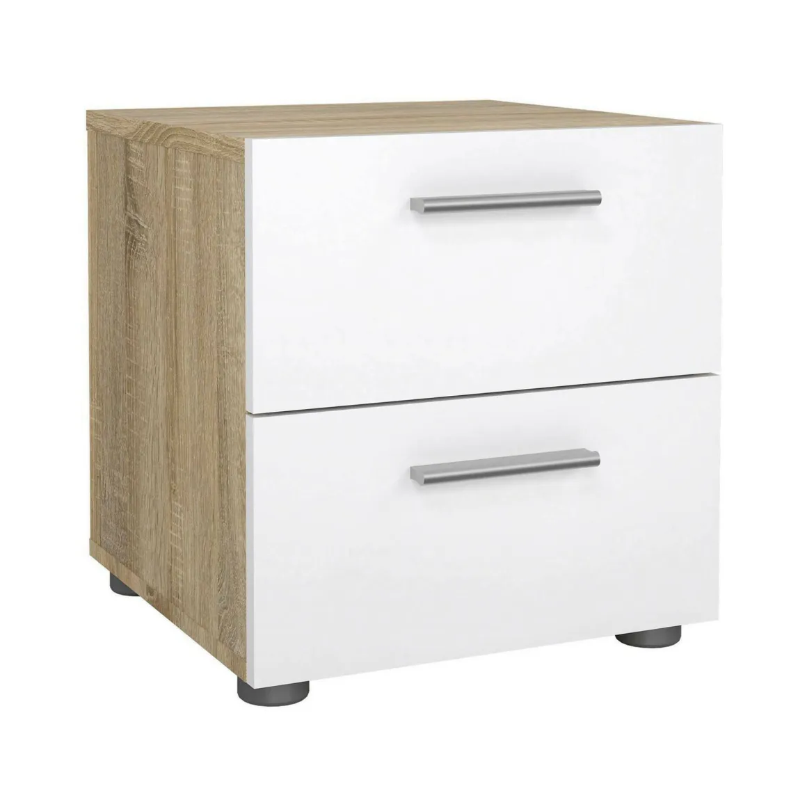 Comodino moderno quercia e bianco lucido 40x40x42h cm - Fedora