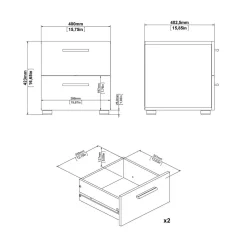 Comodino moderno quercia e bianco lucido 40x40x42h cm - Fedora