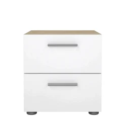 Comodino moderno quercia e bianco lucido 40x40x42h cm - Fedora