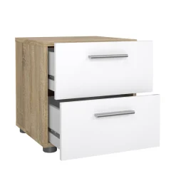 Comodino moderno quercia e bianco lucido 40x40x42h cm - Fedora