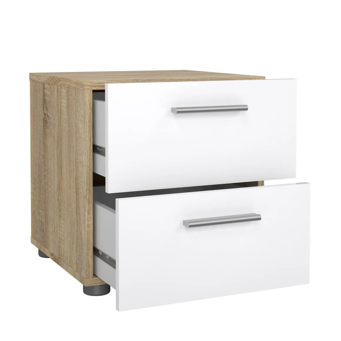 Comodino moderno quercia e bianco lucido 40x40x42h cm - Fedora