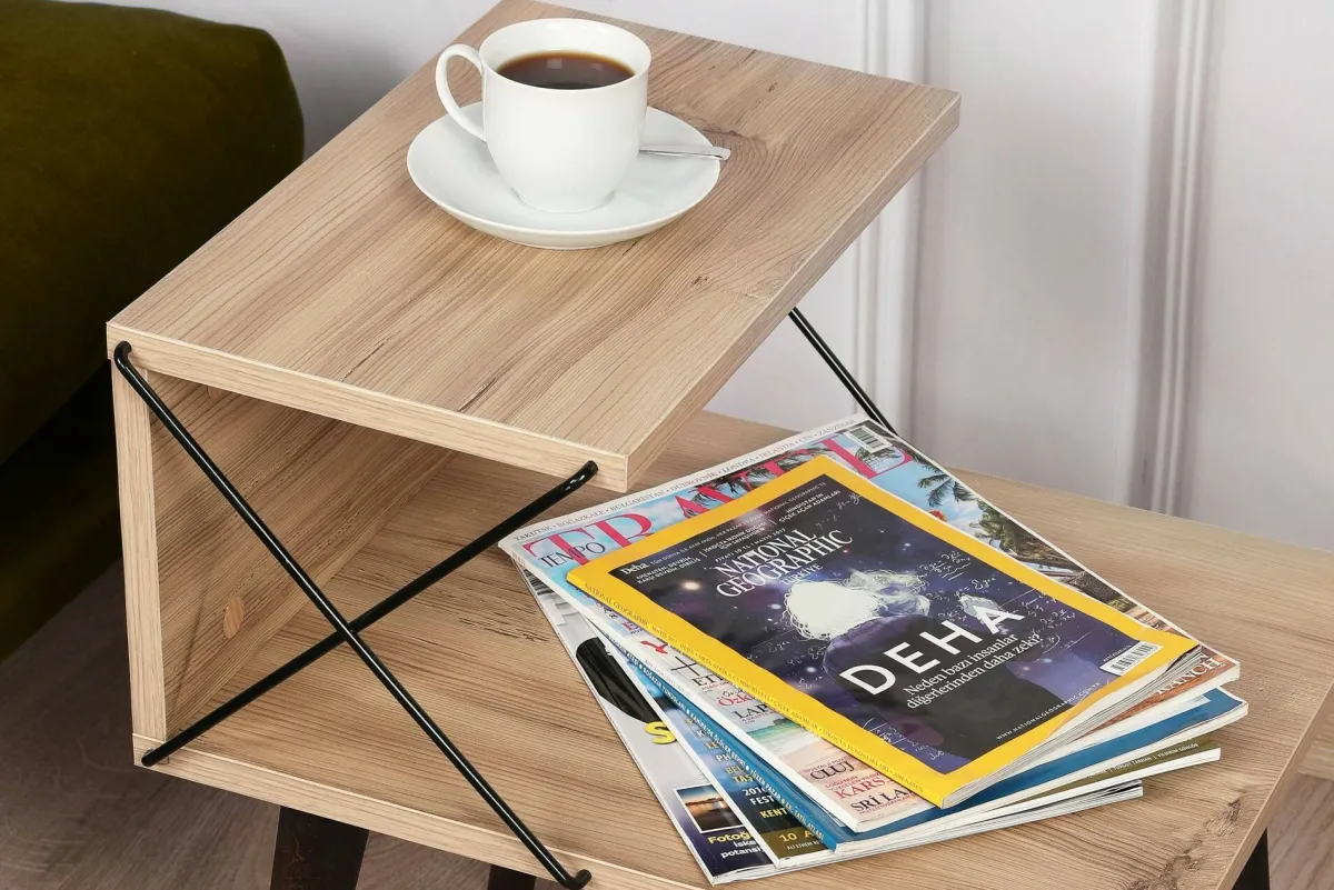 Comodini|Camera Da Letto > Dmora Comodino moderno quercia 50x40x55h cm - Newton Marrone Quercia