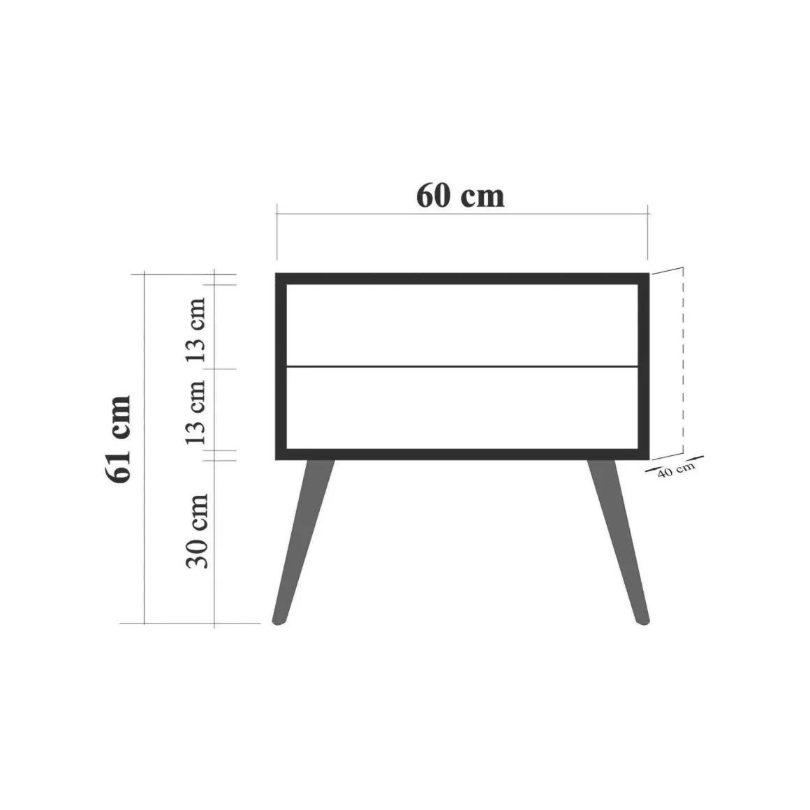 Comodino moderno quercia 60x40x61h cm - Ompong