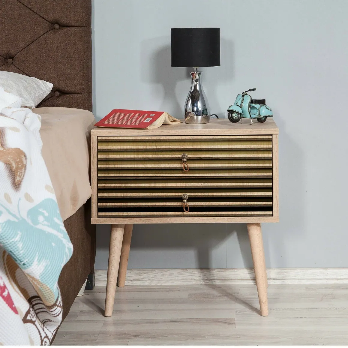 Comodino moderno quercia 60x40x61h cm - Ompong