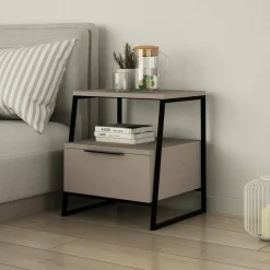 Comodino moderno tortora 45x40x50h cm - Alonso