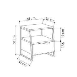 Comodino moderno tortora 45x40x50h cm - Alonso
