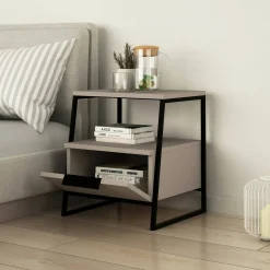 Comodino moderno tortora 45x40x50h cm - Alonso