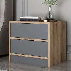 Comodini > Dmora Comodino Nero Antracite Marrone Noce 4 Cassetti Apertura Scorrevole 54x40x47h cm, Chiusura Scorrevole - Legnago Marrone Noce, Nero Antracite
