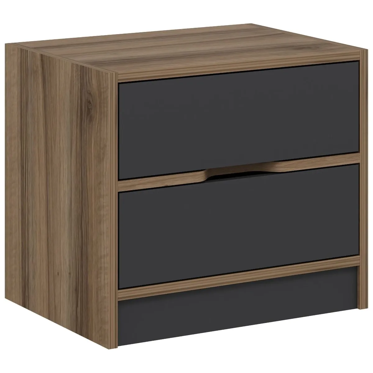 Comodini > Dmora Comodino Nero Antracite Marrone Noce 4 Cassetti Apertura Scorrevole 54x40x47h cm, Chiusura Scorrevole - Legnago Marrone Noce, Nero Antracite