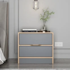 Comodini > Dmora Comodino Nero Antracite Marrone Noce 4 Cassetti Apertura Scorrevole 54x40x47h cm, Chiusura Scorrevole - Legnago Marrone Noce, Nero Antracite