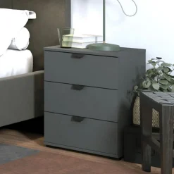 Comodini > Dmora Comodino Nero Antracite Nero 3 Cassetti un Ripiano 45x40x63h cm, Apertura Scorrevole - Talana Nero, Nero Antracite