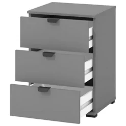 Comodini > Dmora Comodino Nero Antracite Nero 3 Cassetti un Ripiano 45x40x63h cm, Apertura Scorrevole - Talana Nero, Nero Antracite