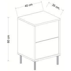 Comodino Nero Antracite oro un Ripiano Apertura Battente 40x35x60h cm, Un'anta - Vestone