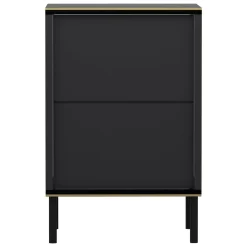 Comodino Nero Antracite oro un Ripiano Apertura Battente 40x35x60h cm, Un'anta - Vestone