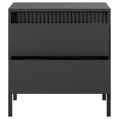 Comodini > Dmora Comodino 2 Cassetti un Ripiano 54x40x56h cm, Apertura Scorrevole - Gasalisa Nero