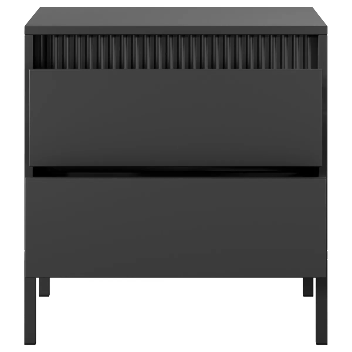 Comodini > Dmora Comodino 2 Cassetti un Ripiano 54x40x56h cm, Apertura Scorrevole - Gasalisa Nero