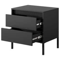 Comodini > Dmora Comodino 2 Cassetti un Ripiano 54x40x56h cm, Apertura Scorrevole - Gasalisa Nero