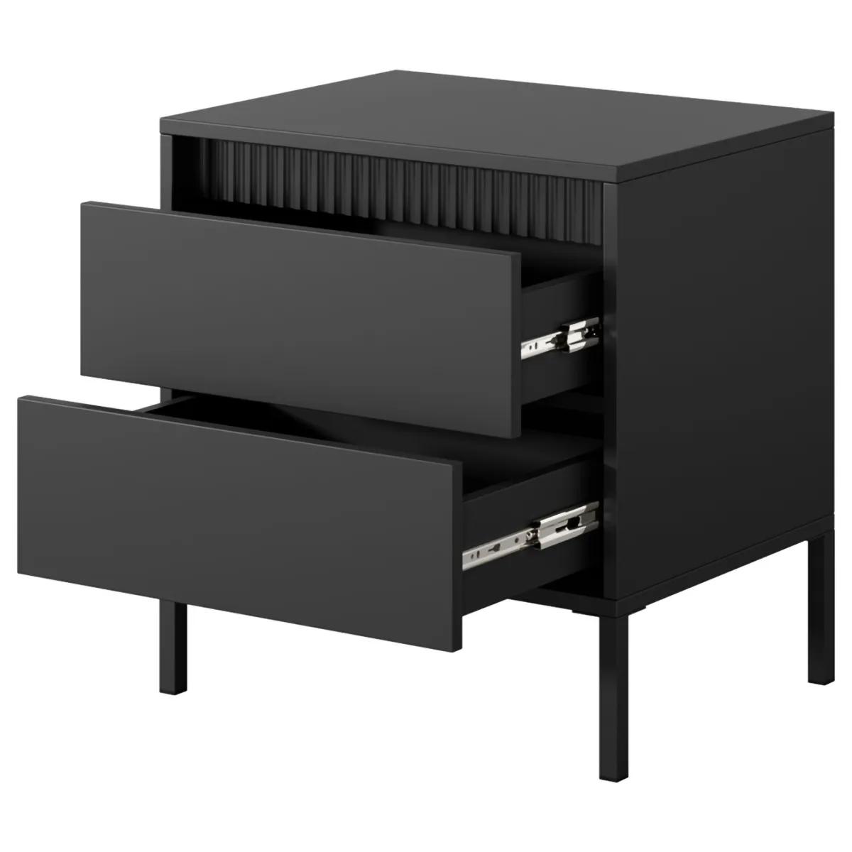 Comodini > Dmora Comodino 2 Cassetti un Ripiano 54x40x56h cm, Apertura Scorrevole - Gasalisa Nero