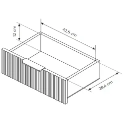 Comodino Nero 2 Cassetti un Ripiano 63x38x55h cm, Apertura Scorrevole - Baari