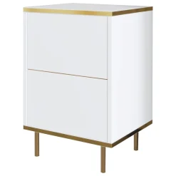 Comodino Oro Bianco un Ripiano Apertura Battente 40x35x60h cm, Un'anta - Vestone