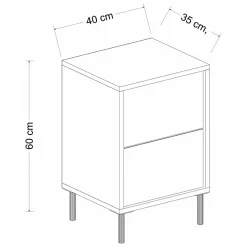 Comodino Oro Bianco un Ripiano Apertura Battente 40x35x60h cm, Un'anta - Vestone