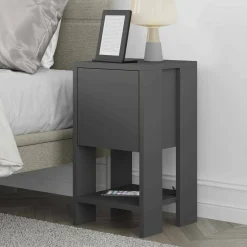 Comodini|Camera Da Letto > Dmora Comodino 2 ripiani antracite 30x30x55h cm - Filippa Nero Antracite