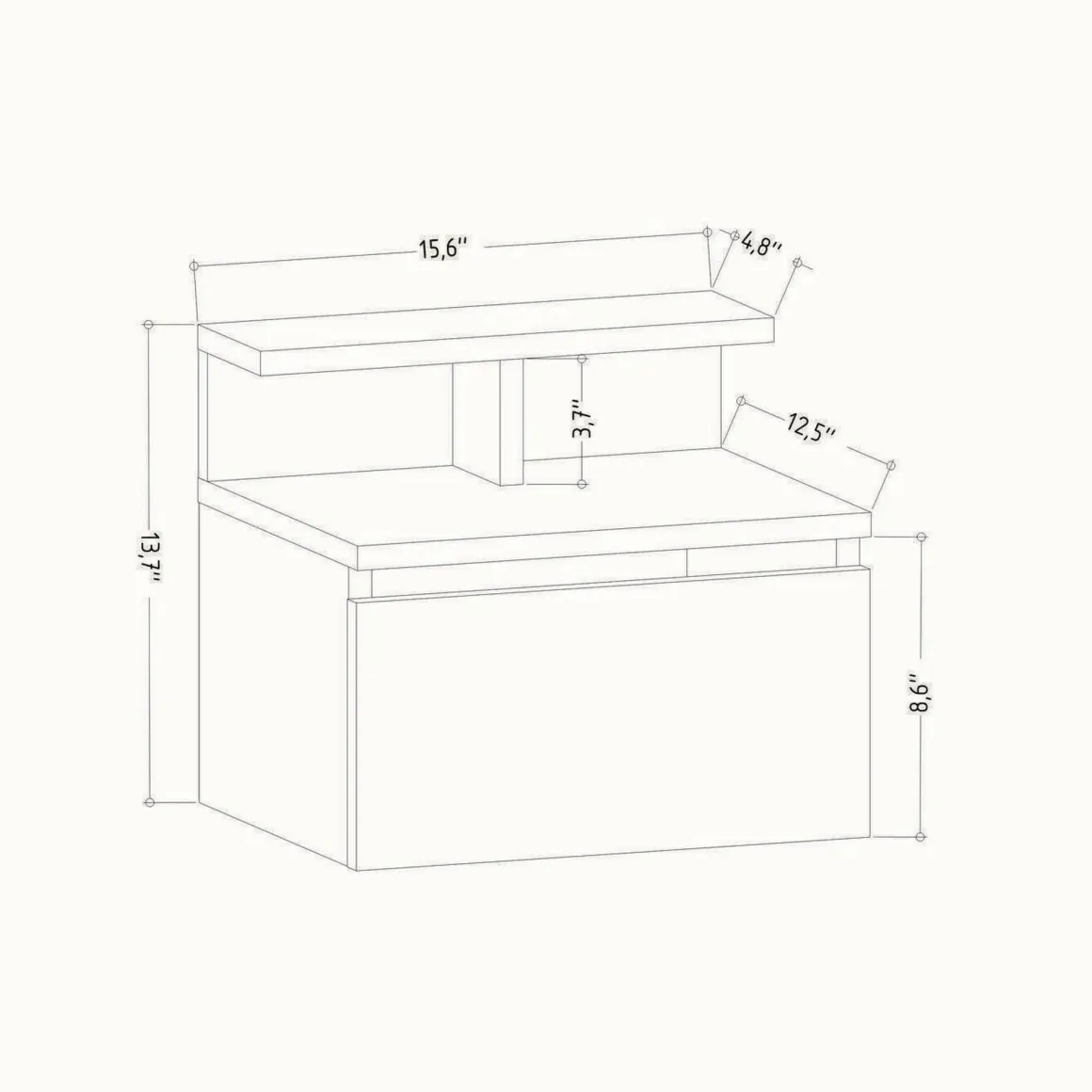 Comodino 2 ripiani antracite 39x31x35h cm - Auring