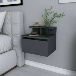 Comodino 2 ripiani antracite 39x31x35h cm - Auring