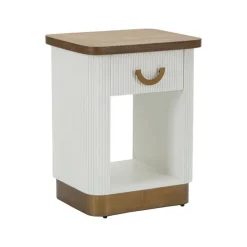Comodini > Dmora Comodino 2 ripiani bianco e marrone 48x40x62h cm - Fagends Marrone, Bianco