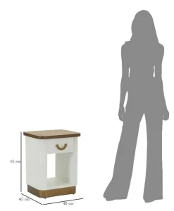 Comodini > Dmora Comodino 2 ripiani bianco e marrone 48x40x62h cm - Fagends Marrone, Bianco