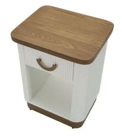 Comodini > Dmora Comodino 2 ripiani bianco e marrone 48x40x62h cm - Fagends Marrone, Bianco