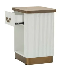 Comodini > Dmora Comodino 2 ripiani bianco e marrone 48x40x62h cm - Fagends Marrone, Bianco