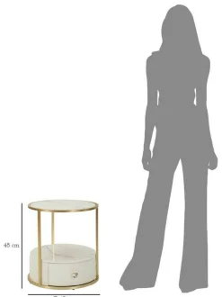 Comodino 2 ripiani bianco e oro 43x43x48h cm - Piandisco
