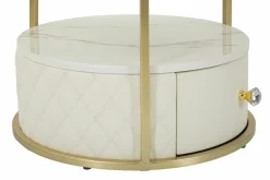 Comodino 2 ripiani bianco e oro 43x43x48h cm - Piandisco