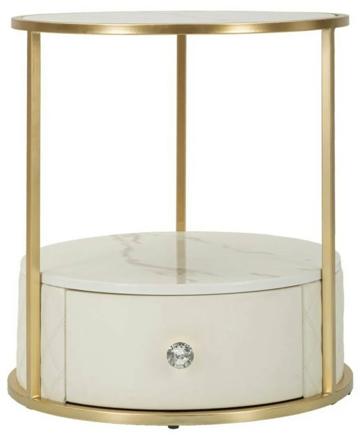 Comodino 2 ripiani bianco e oro 43x43x48h cm - Piandisco