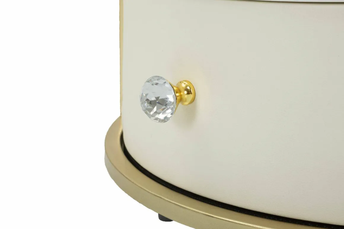 Comodino 2 ripiani bianco e oro 43x43x48h cm - Piandisco