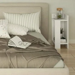 Comodini|Camera Da Letto > Dmora Comodino 2 ripiani 30x30x55h cm - Alfreda Bianco