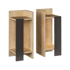 Comodini|Camera Da Letto > Dmora Comodino 2 ripiani quercia e antracite 25x27x60h cm - Lepre Nero Antracite, Marrone Quercia