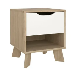 Comodini > Dmora Comodino 2 ripiani rovere e bianco 40x39x47h cm - Zuglio Bianco, Marrone Rovere