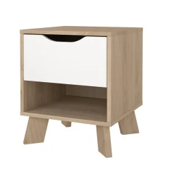 Comodini > Dmora Comodino 2 ripiani rovere e bianco 40x39x47h cm - Zuglio Bianco, Marrone Rovere