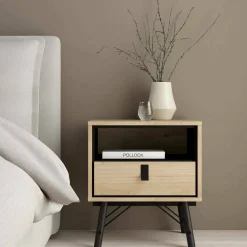 Comodino 2 ripiani rovere 53x40x59h cm - Chito