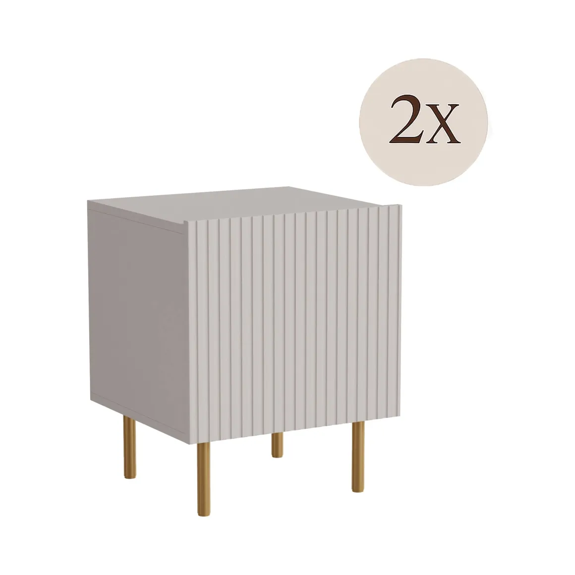 Comodini > Dmora Comodino 1 ripiano beige 47x40x44h cm - Set di 2 comodini Revo Beige Cashmere