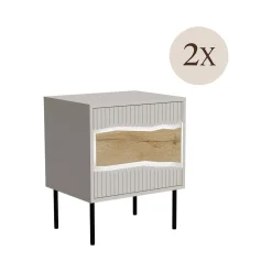 Comodino 1 ripiano beige 50x40x61h cm - Set di 2 comodini Ussana