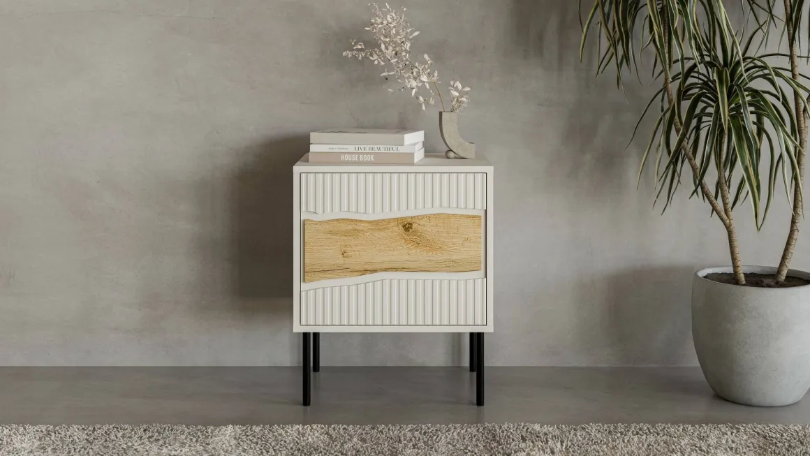Comodino 1 ripiano beige 50x40x61h cm - Set di 2 comodini Ussana