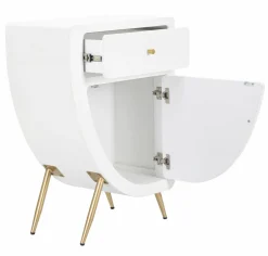 Comodino 1 ripiano bianco e oro 60x32x79h cm - Suze