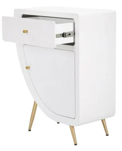 Comodino 1 ripiano bianco e oro 60x32x79h cm - Suze