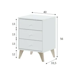 Comodini|Camera Da Letto > Dmora Comodino 1 ripiano bianco e rovere 40x33x56h cm - Attina Marrone, Bianco Rovere