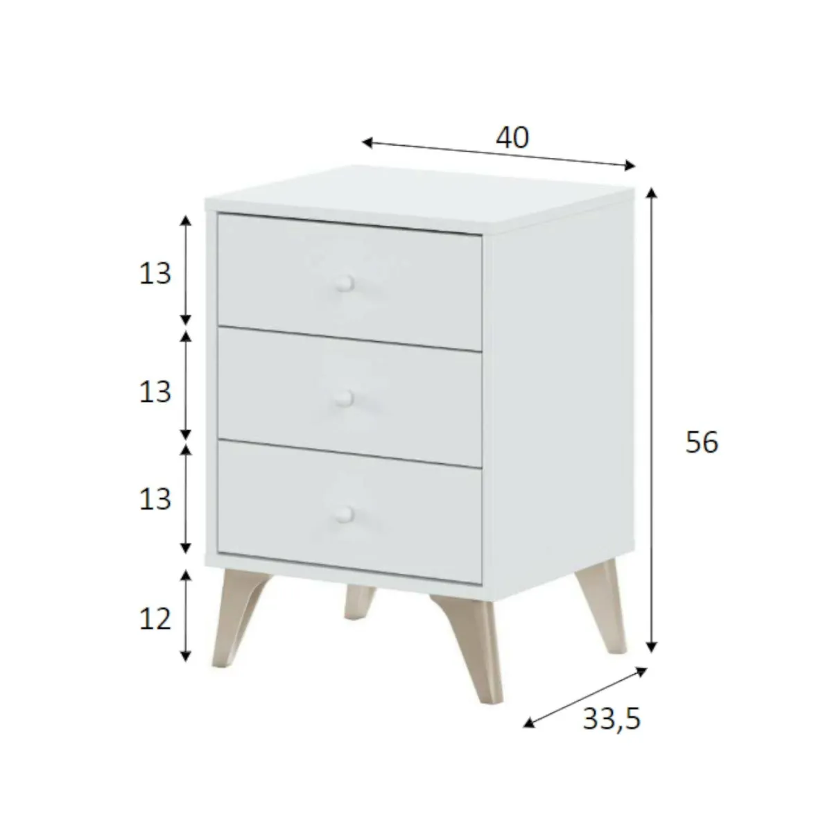 Comodini|Camera Da Letto > Dmora Comodino 1 ripiano bianco e rovere 40x33x56h cm - Attina Marrone, Bianco Rovere