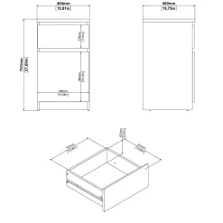 Comodino 1 ripiano bianco lucido 40x40x70h cm - Delfini