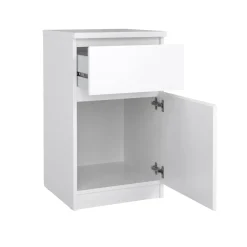 Comodino 1 ripiano bianco lucido 40x40x70h cm - Delfini